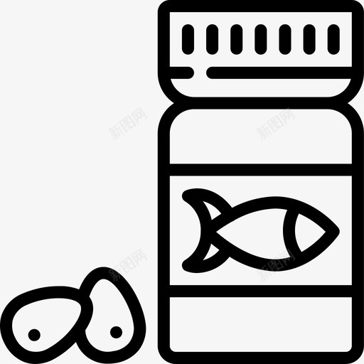 鳕鱼饮食和营养线性图标svg_新图网 https://ixintu.com 线性 营养 饮食 鳕鱼