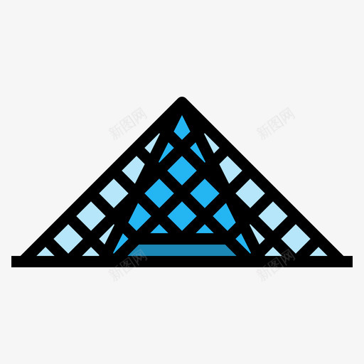 卢浮宫金字塔26号地标线性颜色图标svg_新图网 https://ixintu.com 26号 卢浮宫 地标 线性 金字塔 颜色
