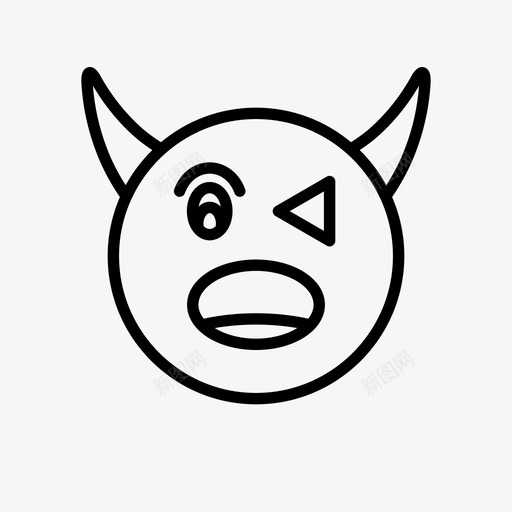 恶魔表情符号角图标svg_新图网 https://ixintu.com 恶魔 恶魔表情1行 眨眼 表情符号 角