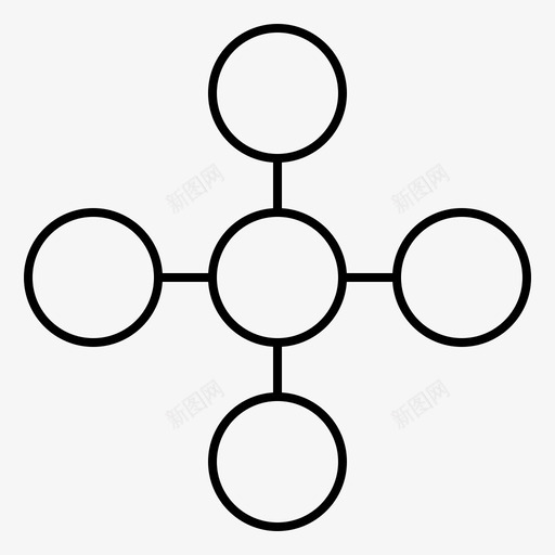中心链路网络图标svg_新图网 https://ixintu.com 中心 共享 基本 网络 链路