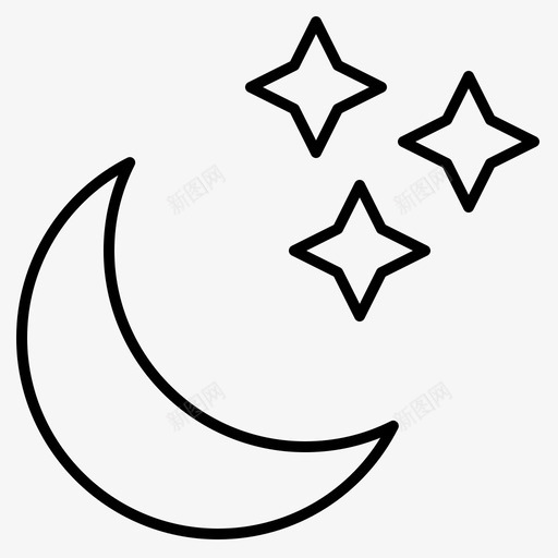 新月形月亮科学图标svg_新图网 https://ixintu.com 太空 恒星 新月形 月亮 科学 科学细线集60
