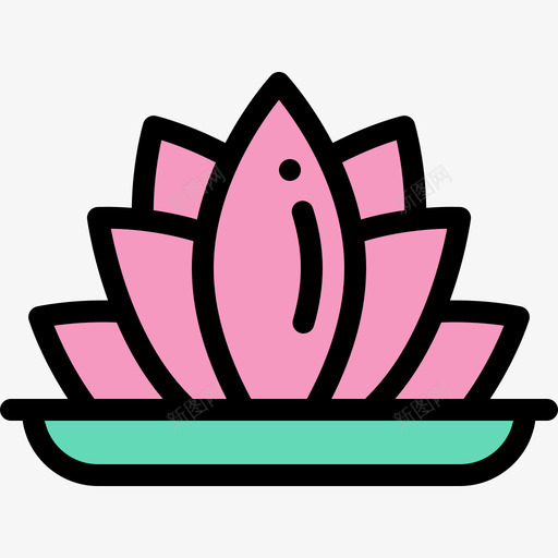 莲花印度25线形颜色图标svg_新图网 https://ixintu.com 印度25 线形颜色 莲花