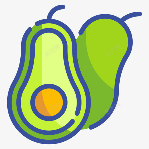 鳄梨水果和蔬菜48线形颜色图标svg_新图网 https://ixintu.com 水果 线形 蔬菜 颜色 鳄梨