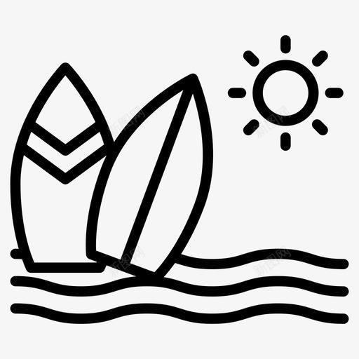 冲浪露营大海图标svg_新图网 https://ixintu.com 冲浪 冲浪板 大海 字形 阳光 露营
