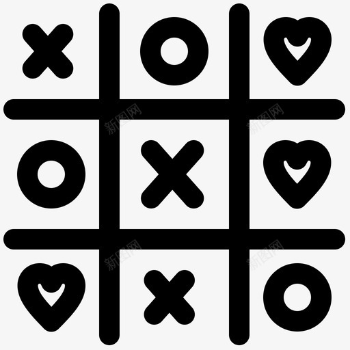 游戏日爱图标svg_新图网 https://ixintu.com 井字 加粗 情人节 游戏 粗线