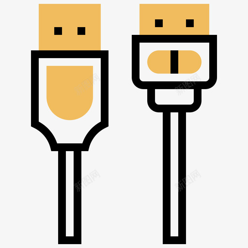 Usb插头连接器类型5黄色阴影图标svg_新图网 https://ixintu.com Usb 插头 类型 连接器 阴影 黄色