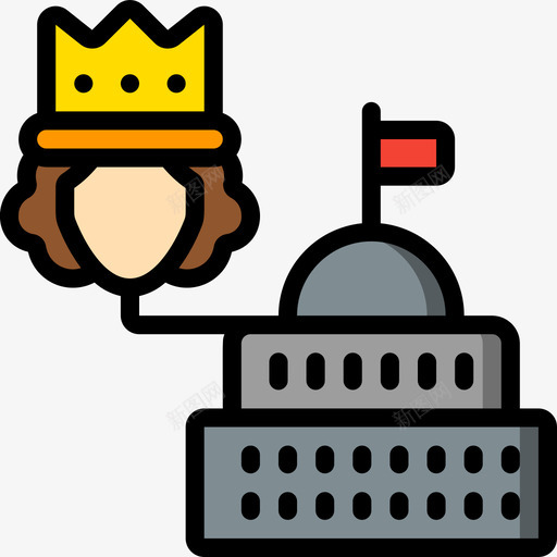 政府君主制1线性颜色图标svg_新图网 https://ixintu.com 君主制 政府 线性 颜色