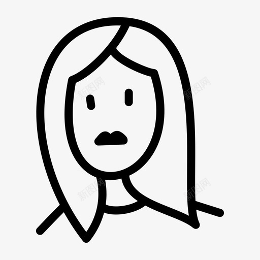 人物画画长发图标svg_新图网 https://ixintu.com 人物画 女人 长发