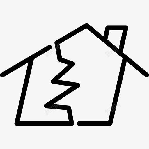 地震保险损坏房屋图标svg_新图网 https://ixintu.com 保险 地震 房屋 损坏