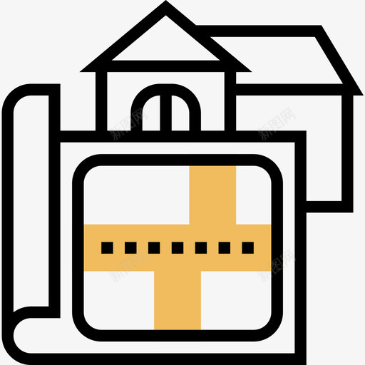 房屋平面图33号建筑黄影图标svg_新图网 https://ixintu.com 33号 平面图 建筑 房屋 黄影