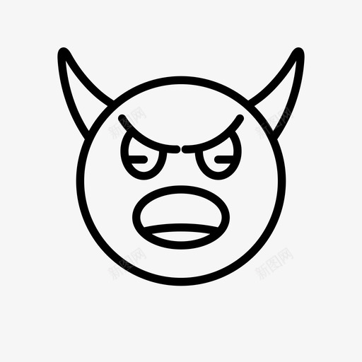 恶魔愤怒表情符号图标svg_新图网 https://ixintu.com 号角 恶魔 恶魔表情符号1行 愤怒 表情符号