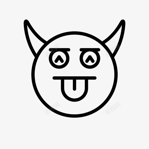 恶魔脸角图标svg_新图网 https://ixintu.com 恶魔 恶魔表情符号1行 脸 舌头 角