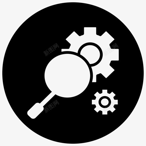搜索引擎优化浏览查找图标svg_新图网 https://ixintu.com 商业3黑填充 搜索 搜索引擎优化 查找 浏览 设置