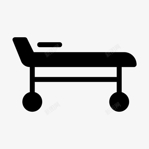 担架床诊所图标svg_新图网 https://ixintu.com 医疗卫生线标志 医院 床 患者 担架 诊所 轮床