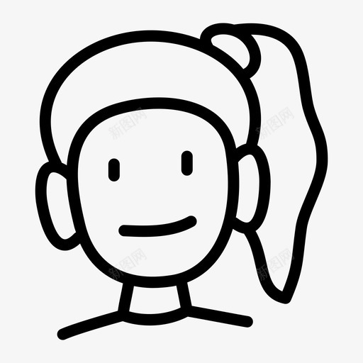 人物画马尾图标svg_新图网 https://ixintu.com 人物 人物画瘦 微笑 画 马尾