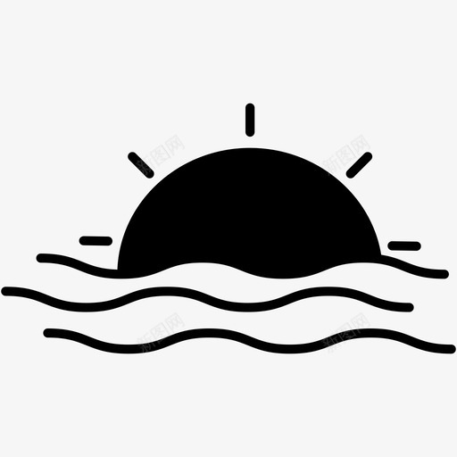 日落大海海浪图标svg_新图网 https://ixintu.com 夏日的黑暗偶像 大海 日落 海浪