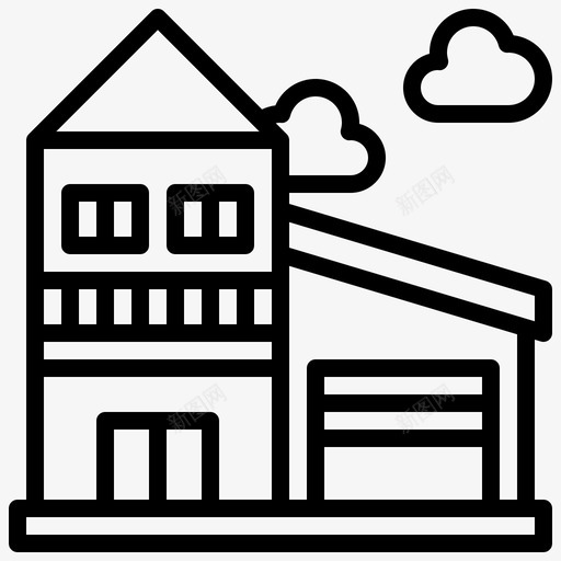 别墅建筑系列2线性图标svg_新图网 https://ixintu.com 别墅 建筑系列2 线性