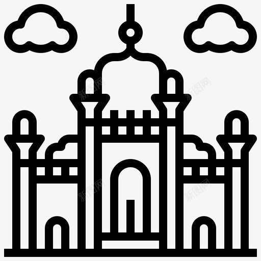 巴德沙希清真寺世界地标2直线图标svg_新图网 https://ixintu.com 世界 地标 巴德 沙希 清真寺 直线