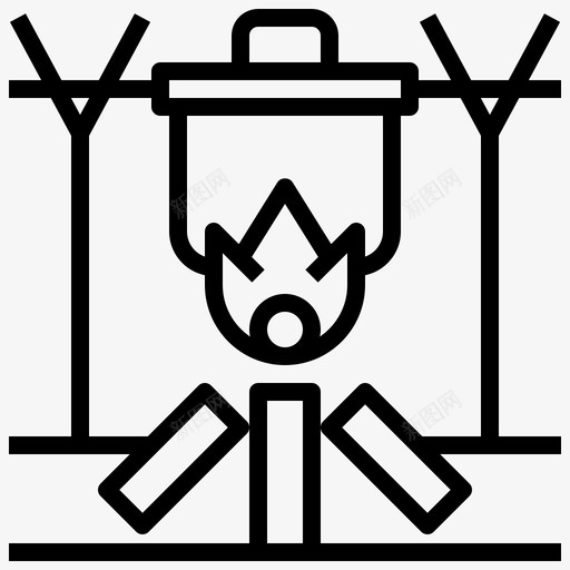 篝火背包客8直线型图标svg_新图网 https://ixintu.com 直线型 篝火 背包客8