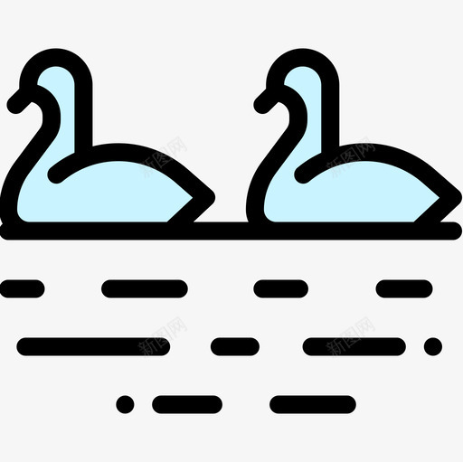 天鹅城市公园9线性颜色图标svg_新图网 https://ixintu.com 公园 城市 天鹅 线性 颜色