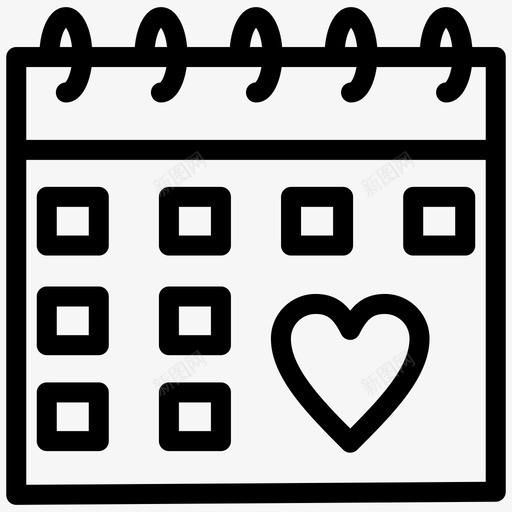 日历日期心形图标svg_新图网 https://ixintu.com 加粗 婚礼 心形 日历 日期 爱情 粗线条