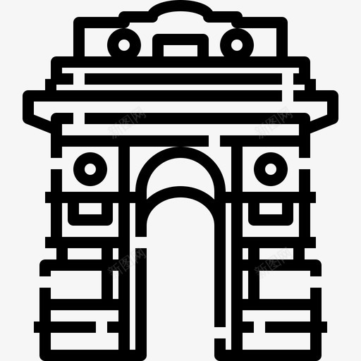 印度门建筑地标图标svg_新图网 https://ixintu.com 印度元素 印度门 地标 建筑 纪念碑