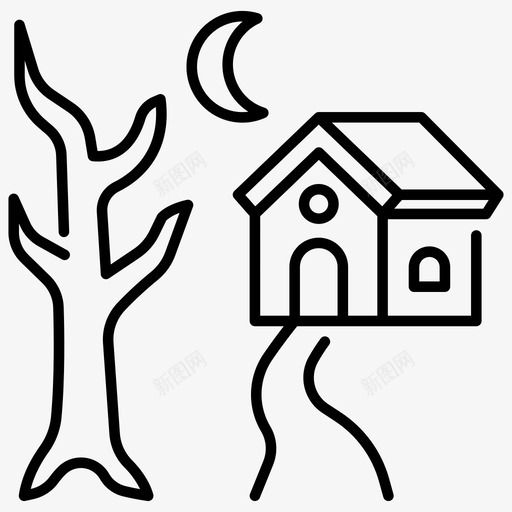 鬼屋恐怖万圣节图标svg_新图网 https://ixintu.com 万圣节 幽灵 恐怖 赫罗 鬼屋