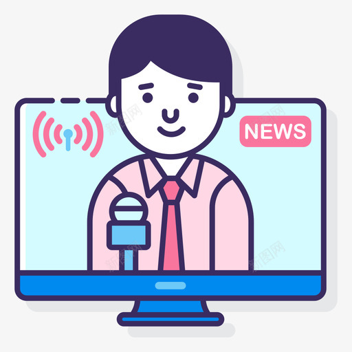 现场新闻直播2线性颜色图标svg_新图网 https://ixintu.com 新闻 现场 直播 线性 颜色