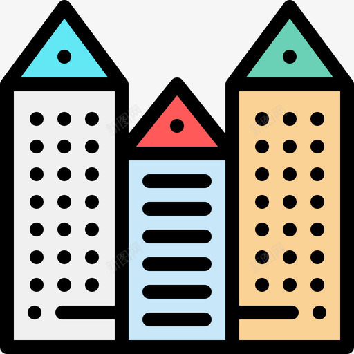 建筑物房屋类型21线性颜色图标svg_新图网 https://ixintu.com 建筑物 房屋 类型 线性 颜色