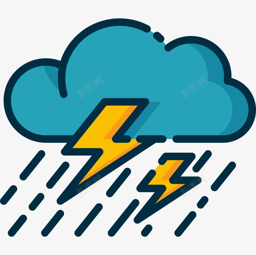 雷雨天气220线颜色图标svg_新图网 https://ixintu.com 天气220 线颜色 雷雨
