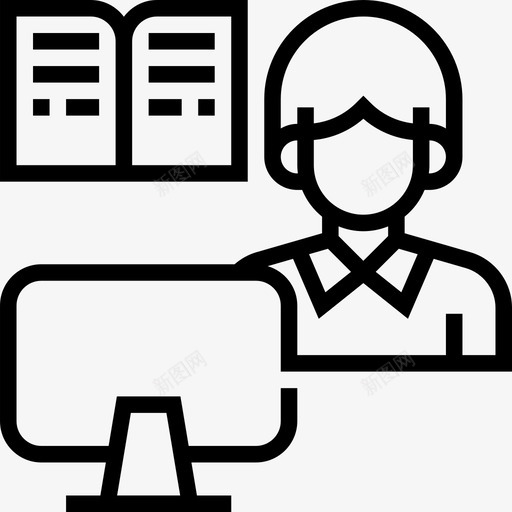 在线学习在线教育19线性图标svg_新图网 https://ixintu.com 在线学习 在线教育 线性