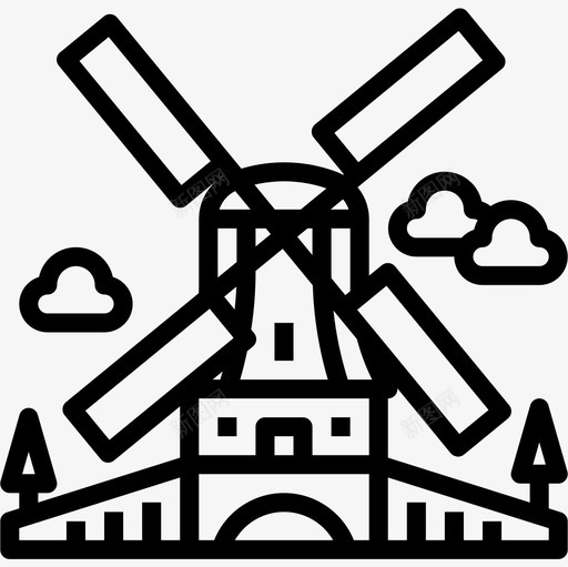 风车landmark19直线型图标svg_新图网 https://ixintu.com landmark 直线 线型 风车