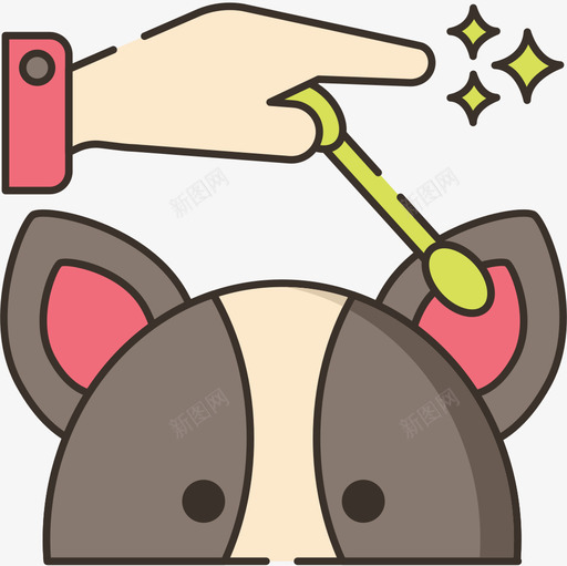 耳朵清洁宠物美容线性颜色图标svg_新图网 https://ixintu.com 宠物美容 清洁 线性 耳朵 颜色