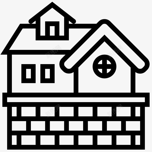墙家庭安全线性图标svg_新图网 https://ixintu.com 安全 家庭 线性
