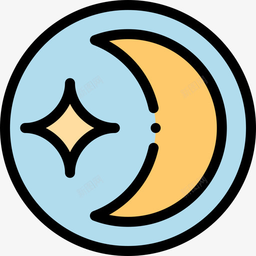 夜晚天气213线性颜色图标svg_新图网 https://ixintu.com 夜晚 天气213 线性颜色
