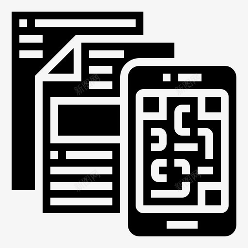 二维码条码和二维码6字形图标svg_新图网 https://ixintu.com 二维 字形 条码
