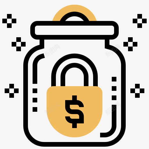 安全金融科技37黄影图标svg_新图网 https://ixintu.com 安全 科技 金融 黄影