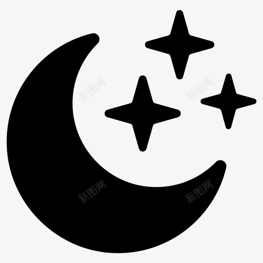 月亮新月夜晚图标svg_新图网 https://ixintu.com 夜晚 天空 新月 星星 月亮