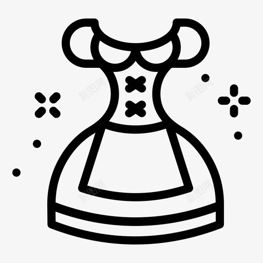 Dindl巴伐利亚连衣裙图标svg_新图网 https://ixintu.com Dindl 传统 啤酒节 巴伐利亚 德语 连衣裙