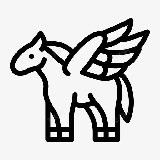 飞马马魔法图标svg_新图网 https://ixintu.com 拉稀的生物 神话 翅膀 飞马 马 魔法
