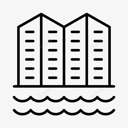 城市建筑物湖边图标svg_新图网 https://ixintu.com 城市 城镇 大都市 建筑物 湖边