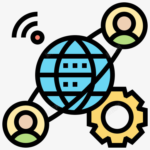 连接网络技术8线颜色图标svg_新图网 https://ixintu.com 网络技术 连接 颜色