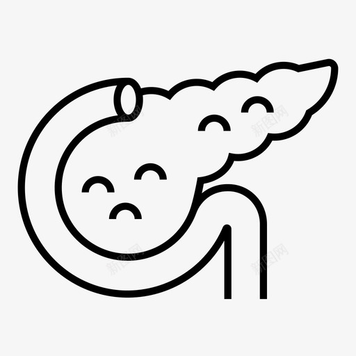胰腺消化人体解剖图标svg_新图网 https://ixintu.com 人体器官 人体解剖 人体解剖线图标 医学 消化 胰腺