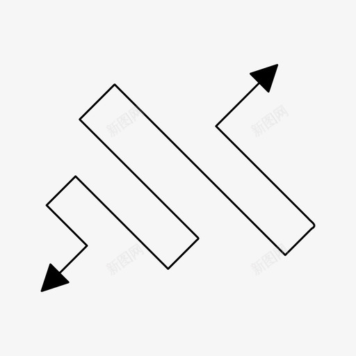箭头方向步图标svg_新图网 https://ixintu.com 之字形 加粗 双头 方向 箭头 细线