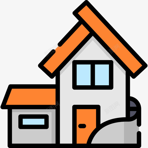 独立式房屋类型18线性颜色图标svg_新图网 https://ixintu.com 房屋类型18 独立式 线性颜色