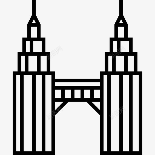 双子塔城市71直线图标svg_新图网 https://ixintu.com 双子塔 城市 直线