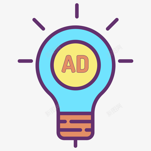 灯泡ads10线性彩色图标svg_新图网 https://ixintu.com ads 彩色 灯泡 线性