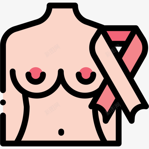乳腺癌世界癌症意识日11线性颜色图标svg_新图网 https://ixintu.com 世界癌症意识日11 乳腺癌 线性颜色