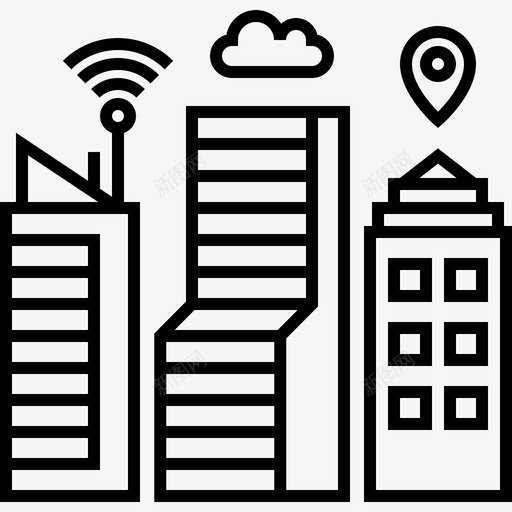 智慧城市城市71直线型图标svg_新图网 https://ixintu.com 城市 智慧 直线 线型