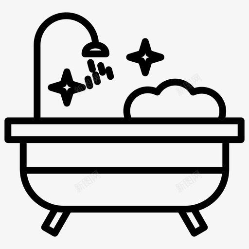 浴缸浴室清洁图标svg_新图网 https://ixintu.com 常规 浴室 浴缸 淋浴 清洁 系列